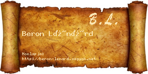 Beron Lénárd névjegykártya